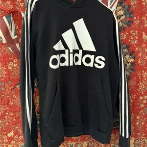 Adidas Men's Black and White Logo Sweater